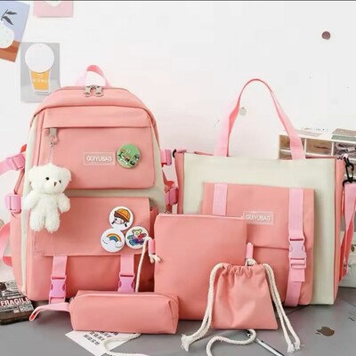 5pcs bag with key tag and 4 badges