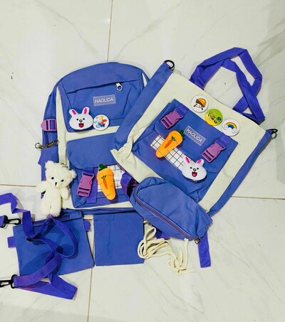5pcs bag with key tag and all badges shown   