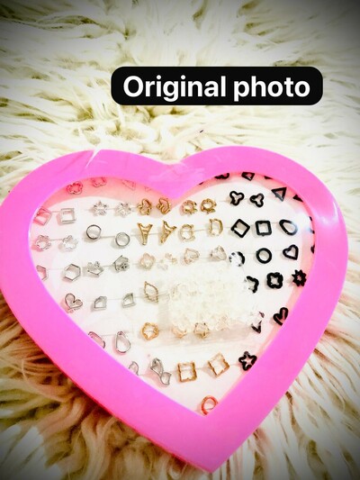 36 Pairs Stud Earrings Set With Heart Shape Box Cute Cartoon Style Exquisite Female Gift Daily Casual