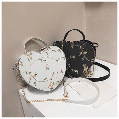 Fashion Girls Love Heart Shape Shoulder Bag Small Handbags Flower Designer Crossbody Bags For Women Pu Leather Top Handle bag