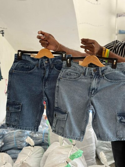 New arrival Acid wash Cargo pocket Denim short Material - Fresh Acid washed Denim 