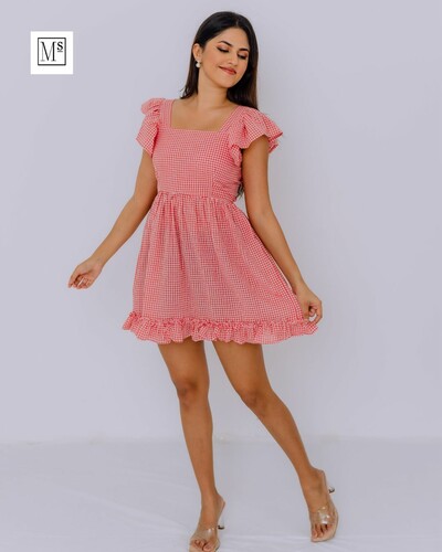 Tie Back Square Collar Dress