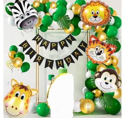 Happy Birthday decoration full set with animals Foil Balloon 