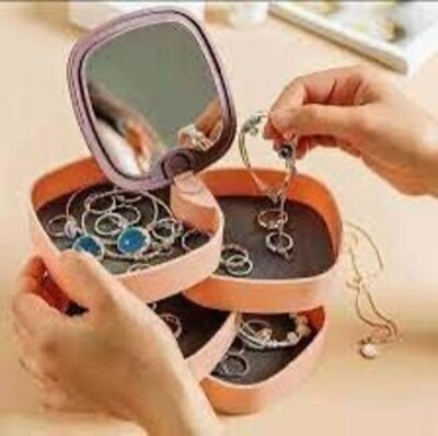 Rotating Jewelry Box with 4 Layer Jewelry Organizer