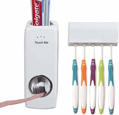 Automatic Toothpaste Dispenser with Toothbrush Holder