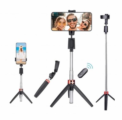 Adjustable Selfie Stick With Light And Bluetooth Remote