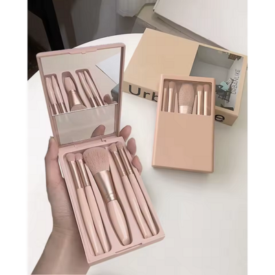 5 Pcs Travel Makeup Brush With Mirror (P07627)