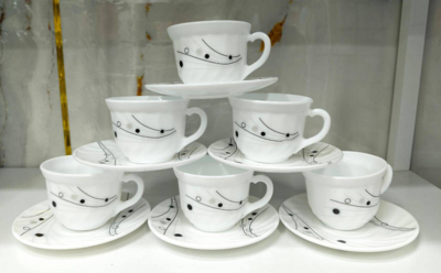 Tradewing 12 Pcs Round Cup & Saucer Set - 12A