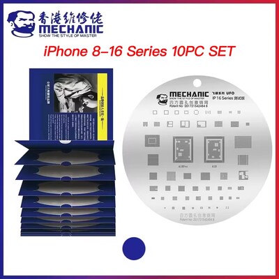 Mechanic 10 in 1 UFO Series High Temperature Resistance Quare Round Hole BGA Reballing Steel Stencil for iPhone 8-16 Series tool