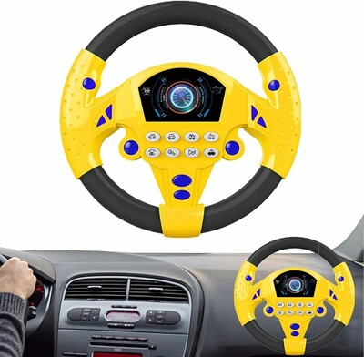Kids Steering Wheel For Car Toys, Upgraded Fun Kids Steering Wheel Copilot Toy With Turn Signals, Portable Pretend Play Toy Steering Wheel For Kids 3 Years +