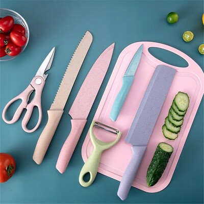 6 Piece High Carbon Stainless Steel Knife Set Macaroon Pastel Color