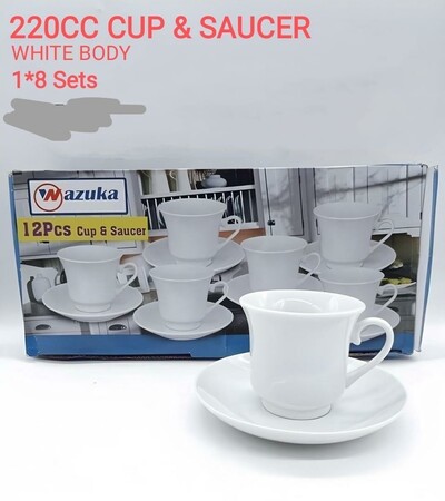 White cup & saucer 220cc