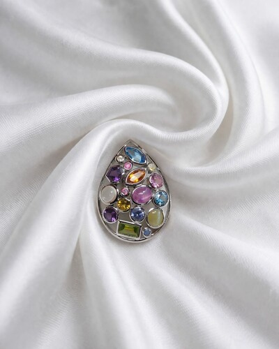 LADIES PENDANT - 925 SILVER WITH NATURAL GEMSTONES