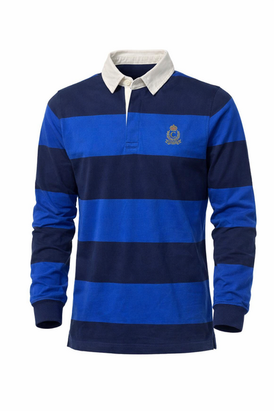 CHAPS Rugby LS Polo  T-Shirt – White & Blue Stripes( Size- S/XL)