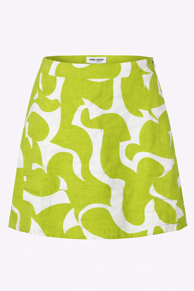VERO MODA Girls Green & White Abstract Short Skirt( Sizes-4-8 Years)