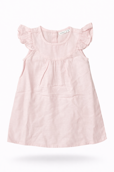   NAME IT Kids Girls’ Pink Linen Dress (Size- 2-4/4-6/6-8 Years)