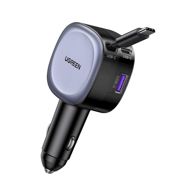 UGREEN 55653 Type-C+USB 75W Car Charger with Retractable Cable EC601