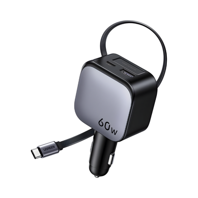 UGREEN 55212B 60W NEXODE FAST CAR CHARGER WITH RETRACTABLE CABLE