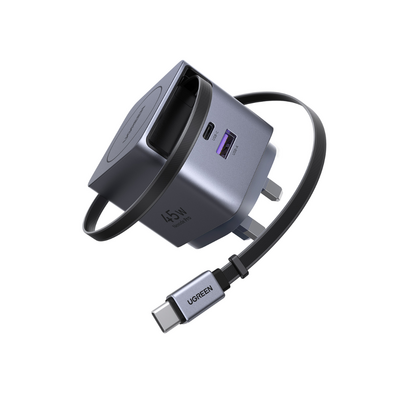 UGREEN 65823 45W GAN FAST CHARGER WITH RETRACTABLE CABLE