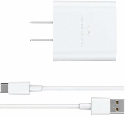 WiWU WI-G023 Essen 2.4A GaN USB-A to Type-C Fast Charger Combo – White