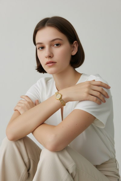 Gold plated watch for ladies 