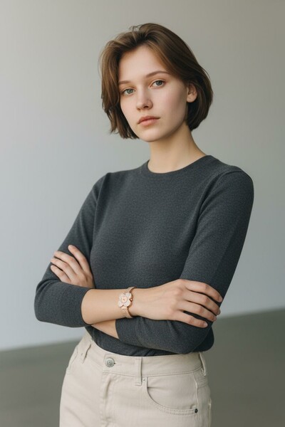 Gold pleated ladies watch 