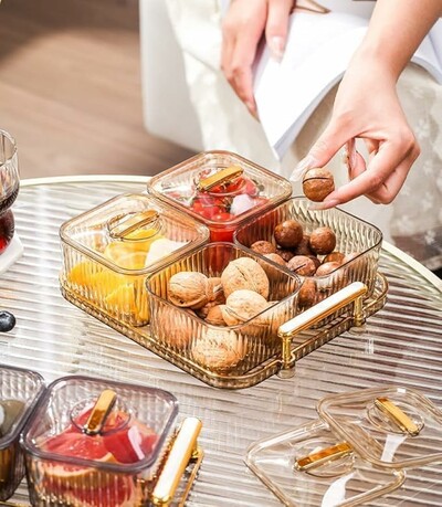 Transparent Storage Box and Tea Snacks Display Plate